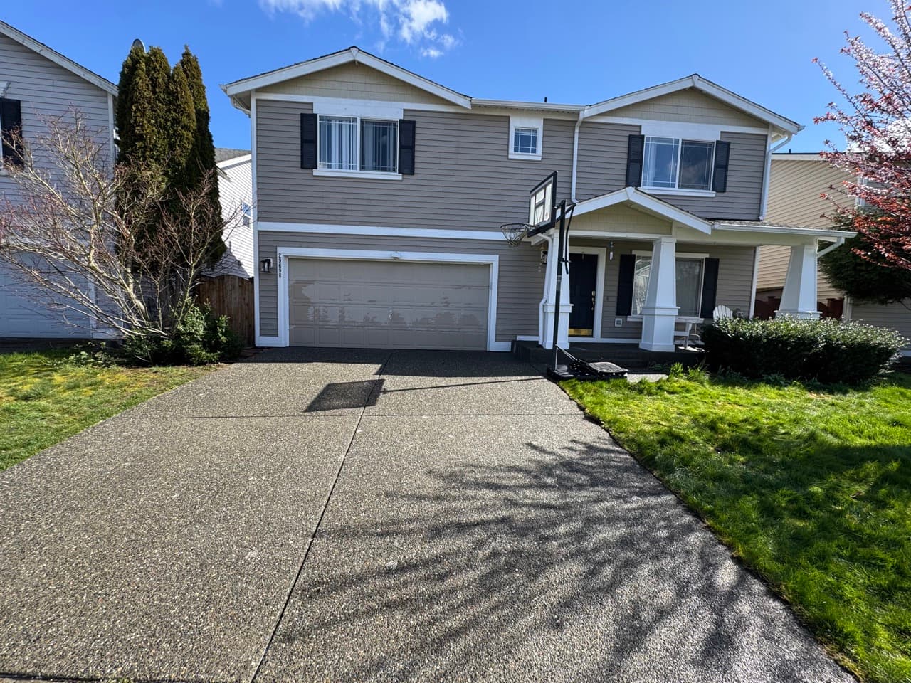 Heavy stained driveway — after