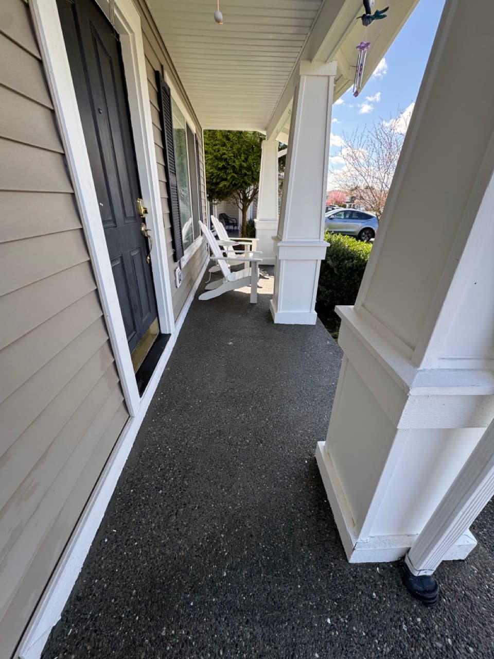 Stone front porch cleaning — after