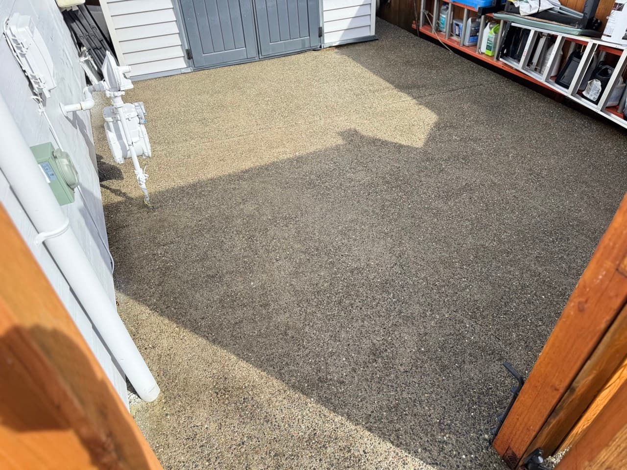 Concrete after oil stain removal