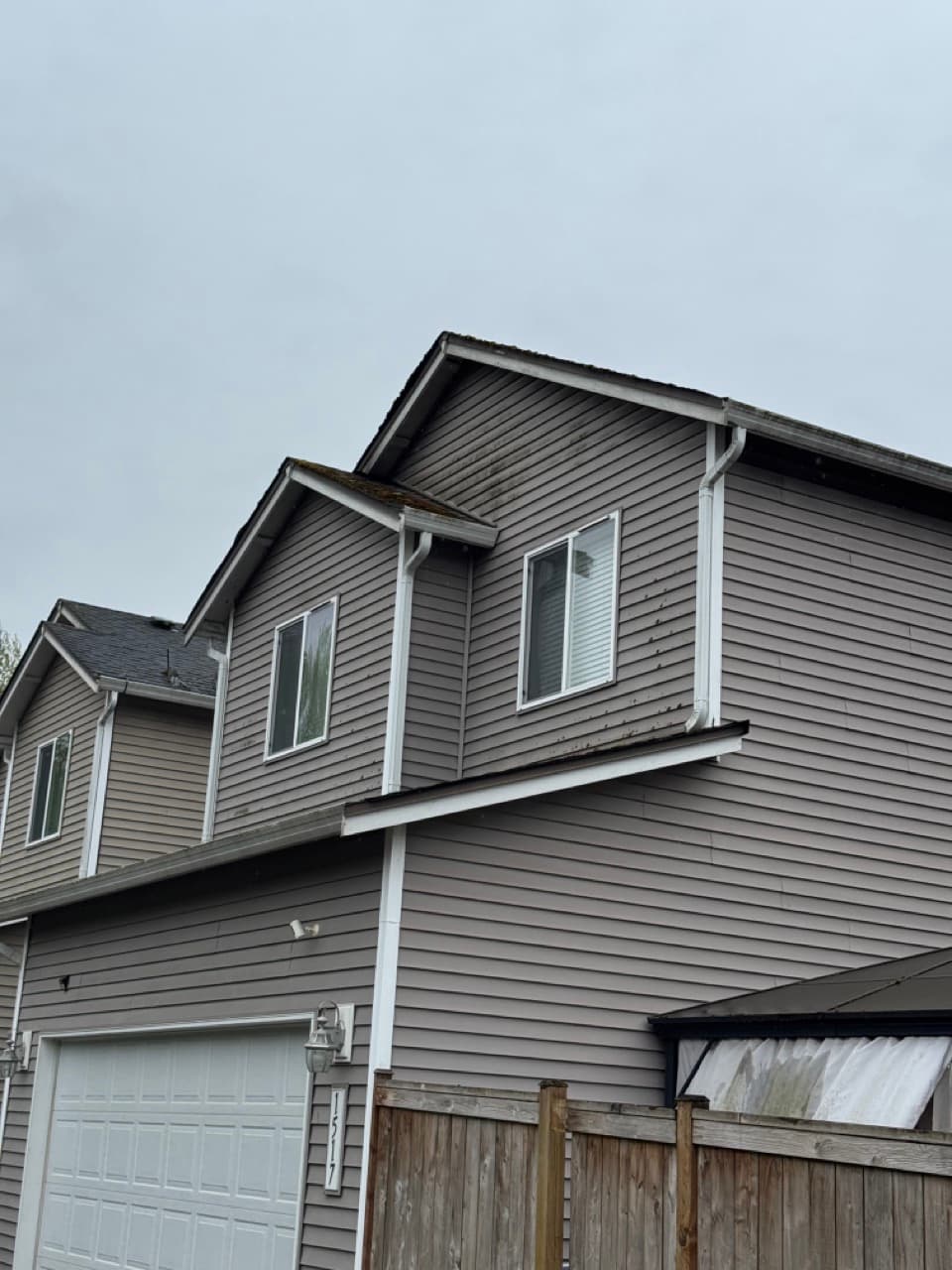 House Exterior Wash — Before - House face and roof wash in King County WA — before